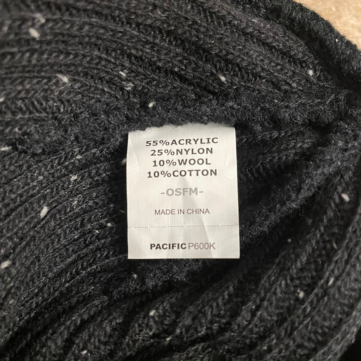 Black Cotton Blend Beanie