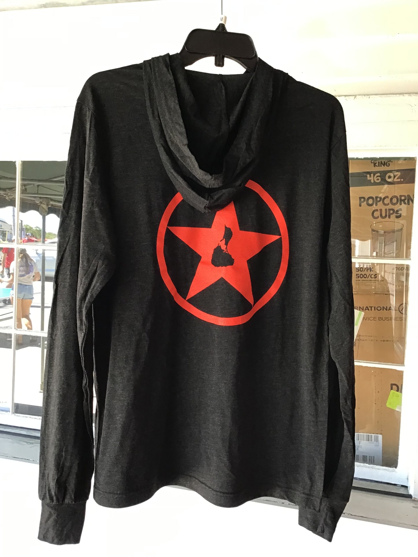 Very Dark Grey Pullover Hooded Shirt