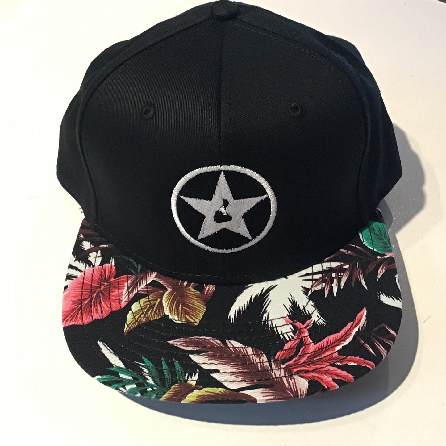 Flowered Brim / Black Dome Blockstar 6 panel adjustable hat