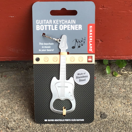 Guitar key chain bottle opener