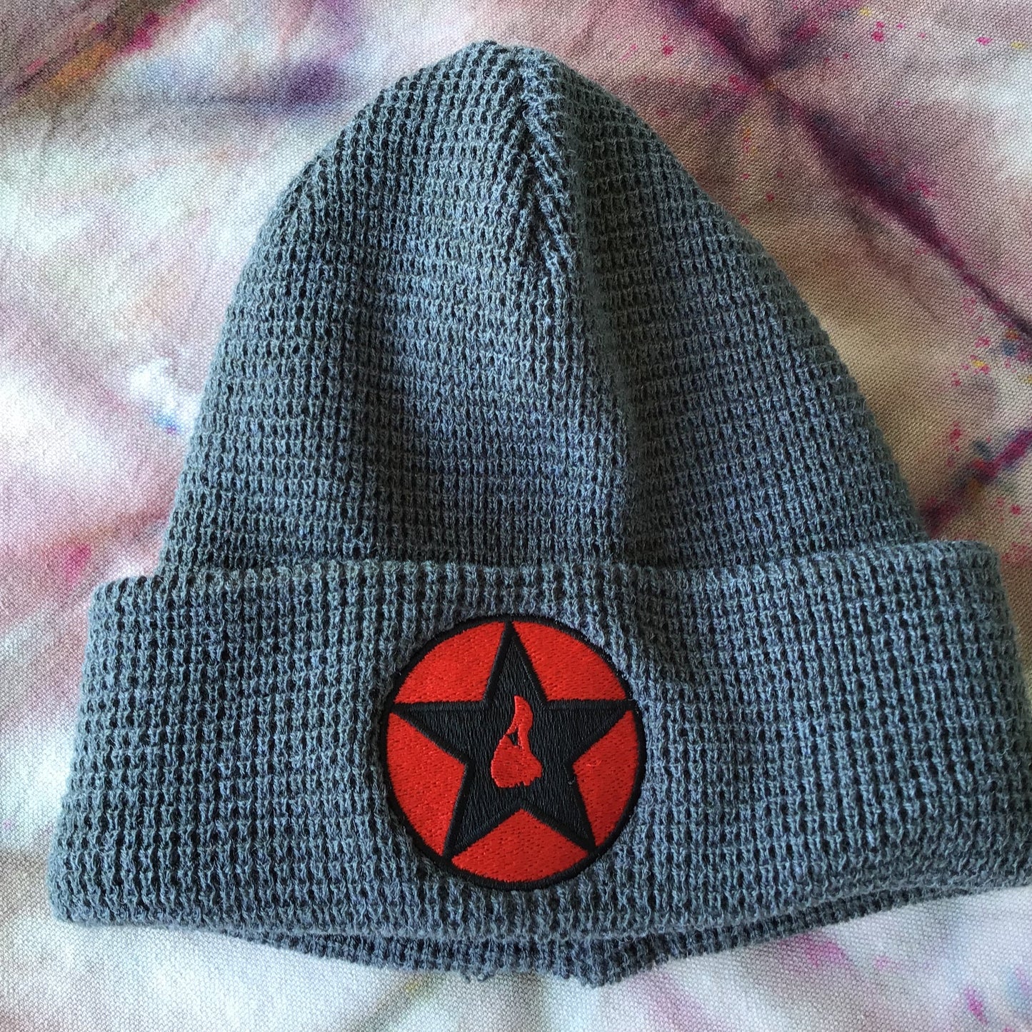 Grey Waffle-Cut Beanie